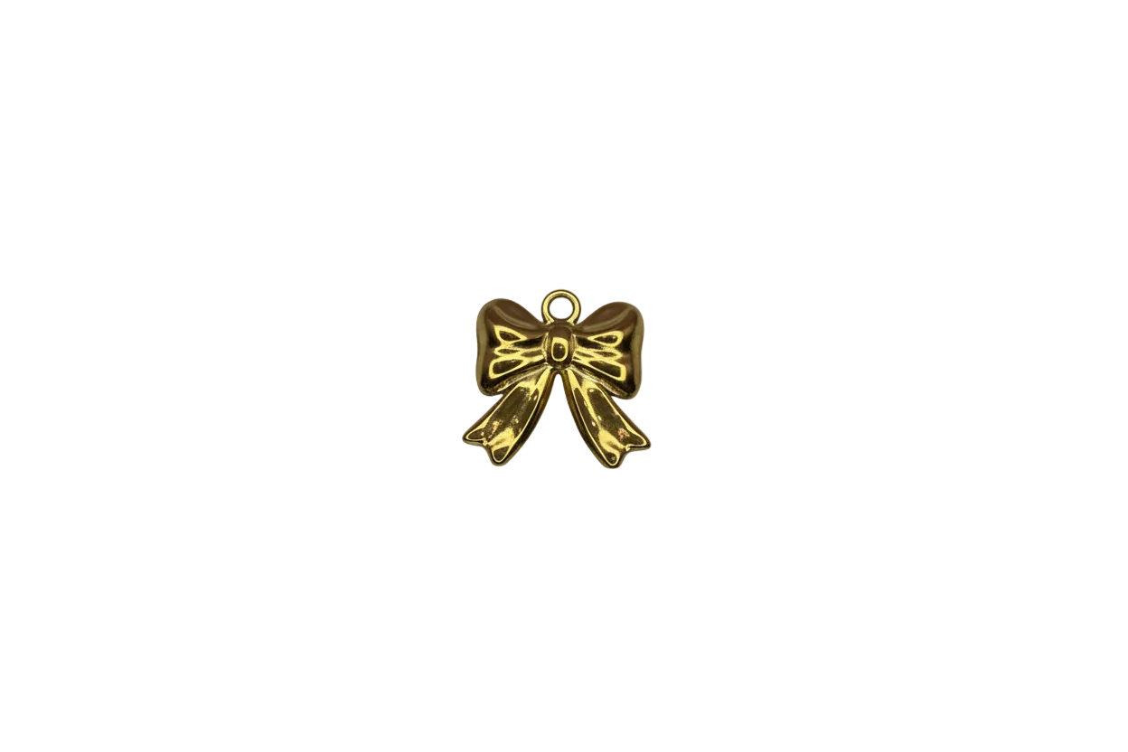 Polished gold ribbon bow with sculpted folds