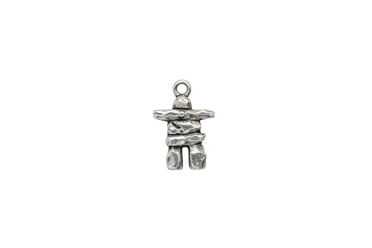 Silver stacked stone figure with polished texture