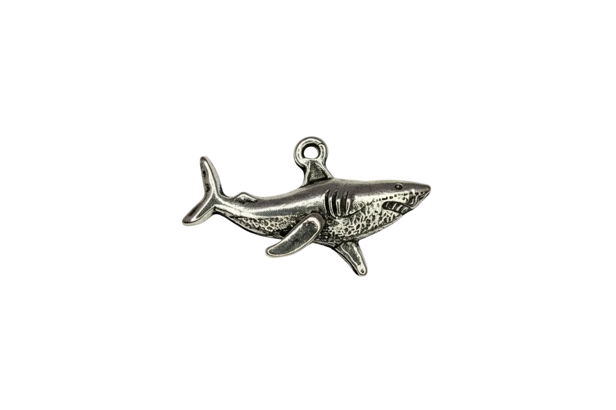 Oxidized silver textured shark charm