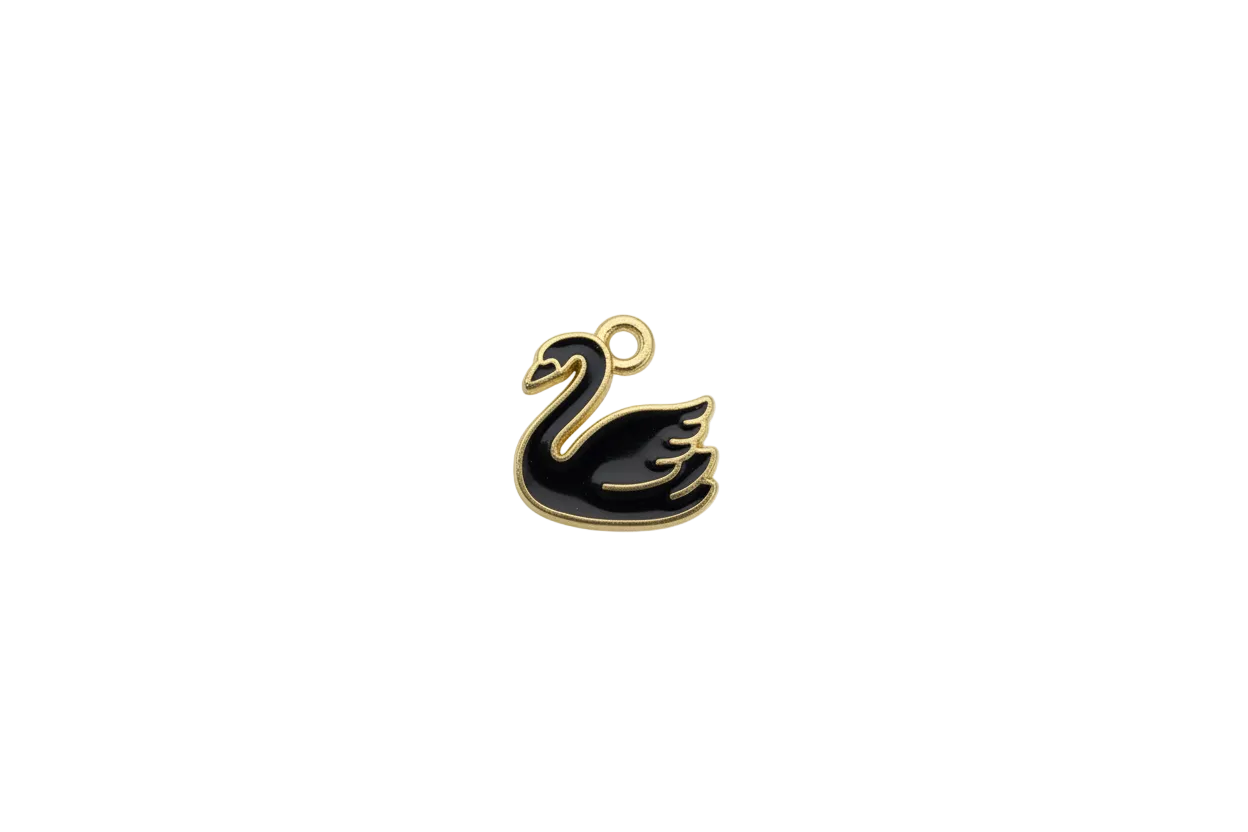 Black enamel dripping letter W outlined in gold