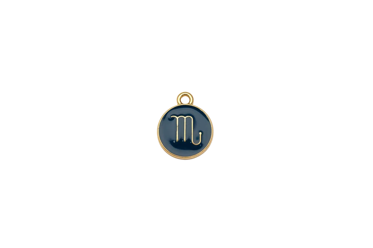 Navy enamel coin with gold shaka hand motif