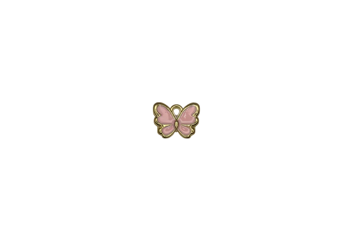 Pink enamel butterfly with gold outline