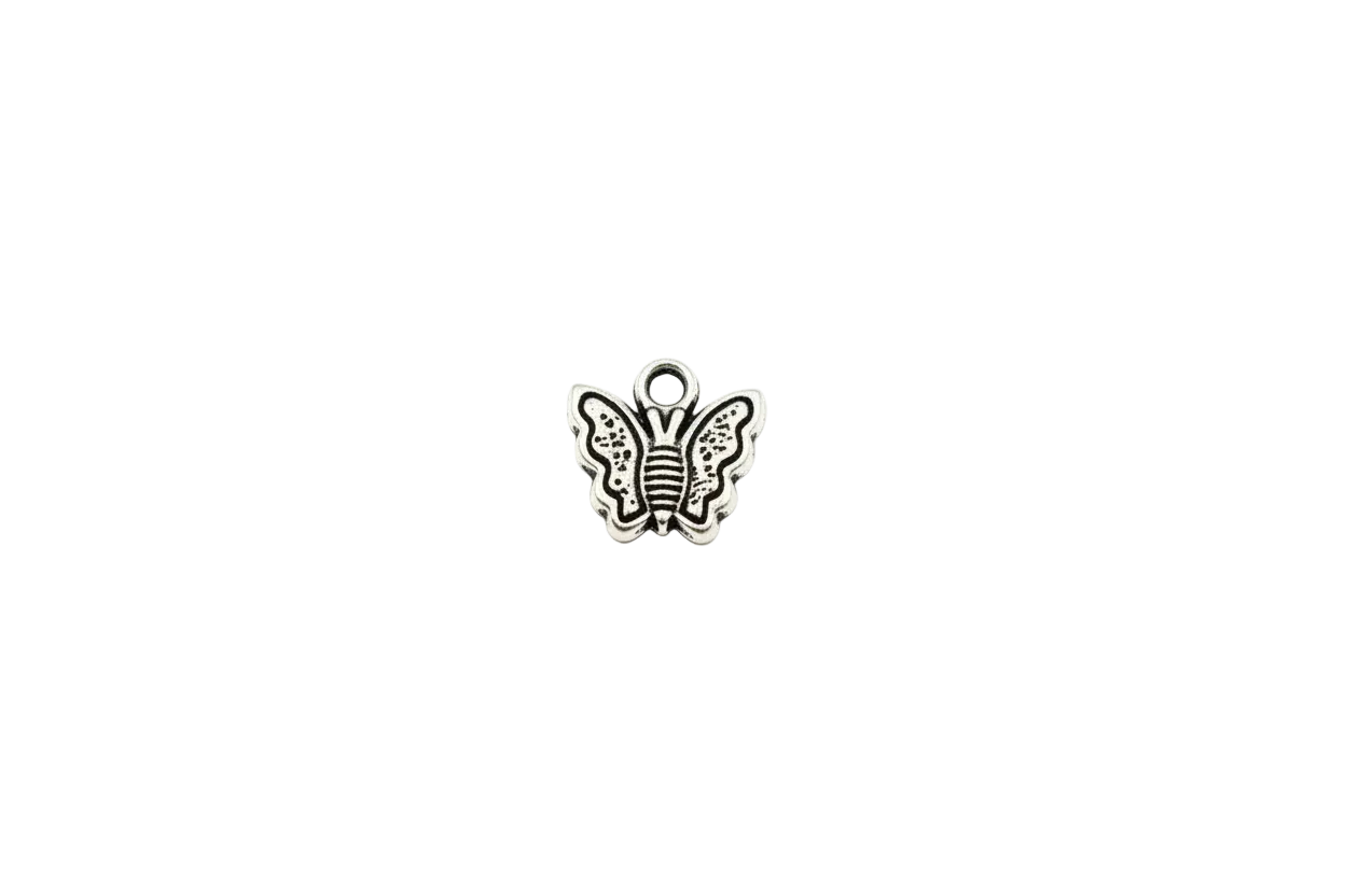 Antiqued silver butterfly with textured wings