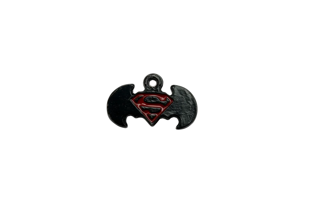 Gunmetal bat with glossy red shield emblem