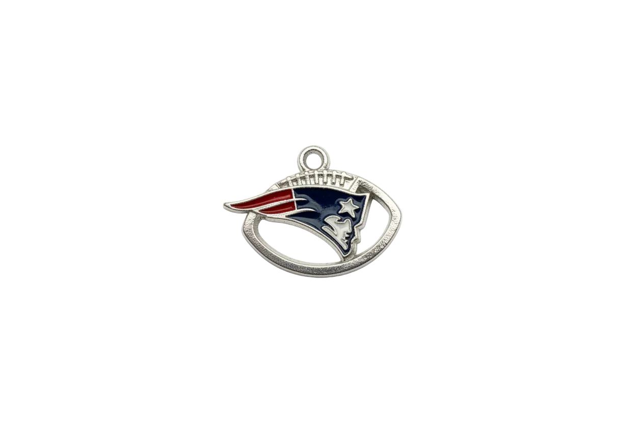 Silver football helmet with navy, red, and white enamel star detail