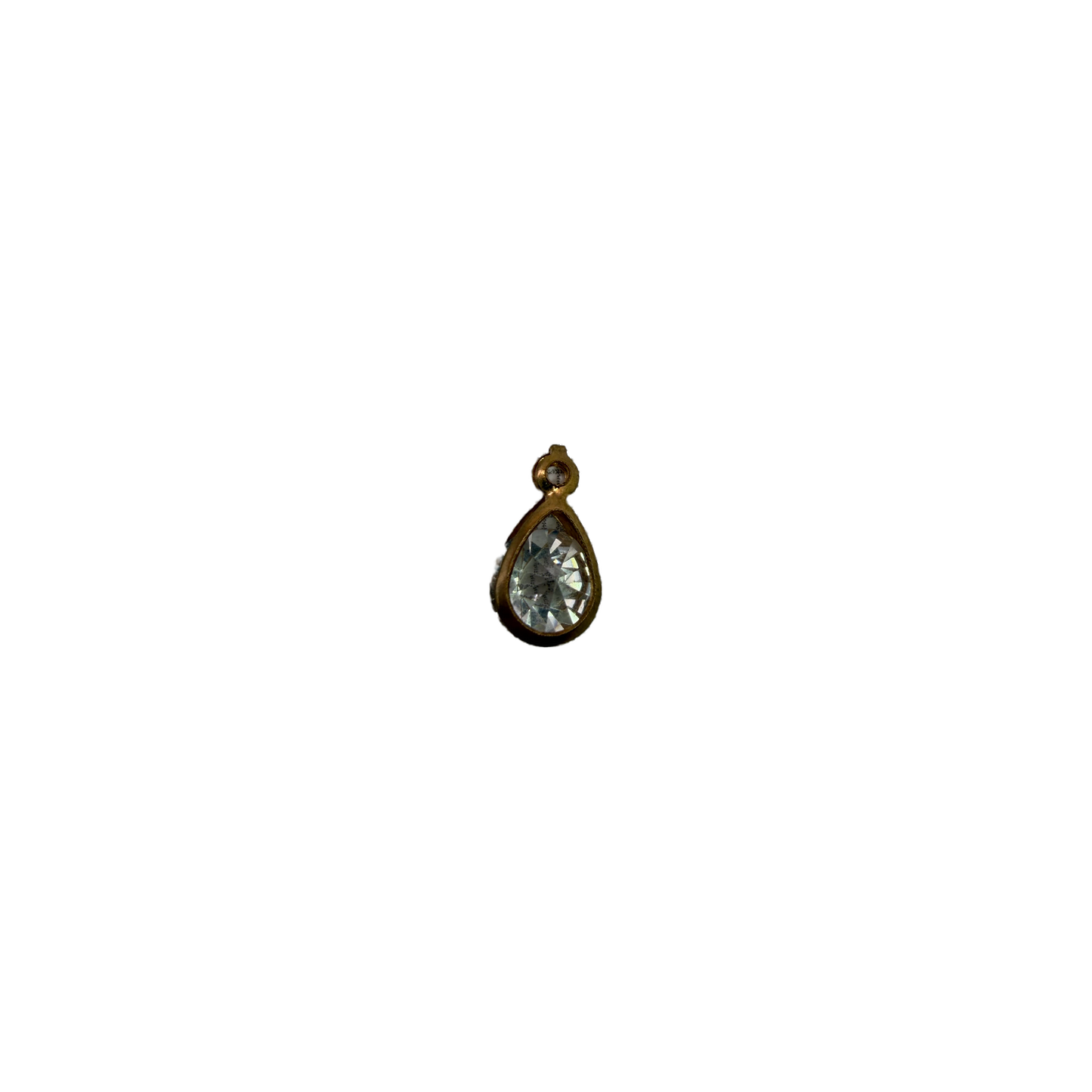 Clear faceted teardrop gem in gold frame