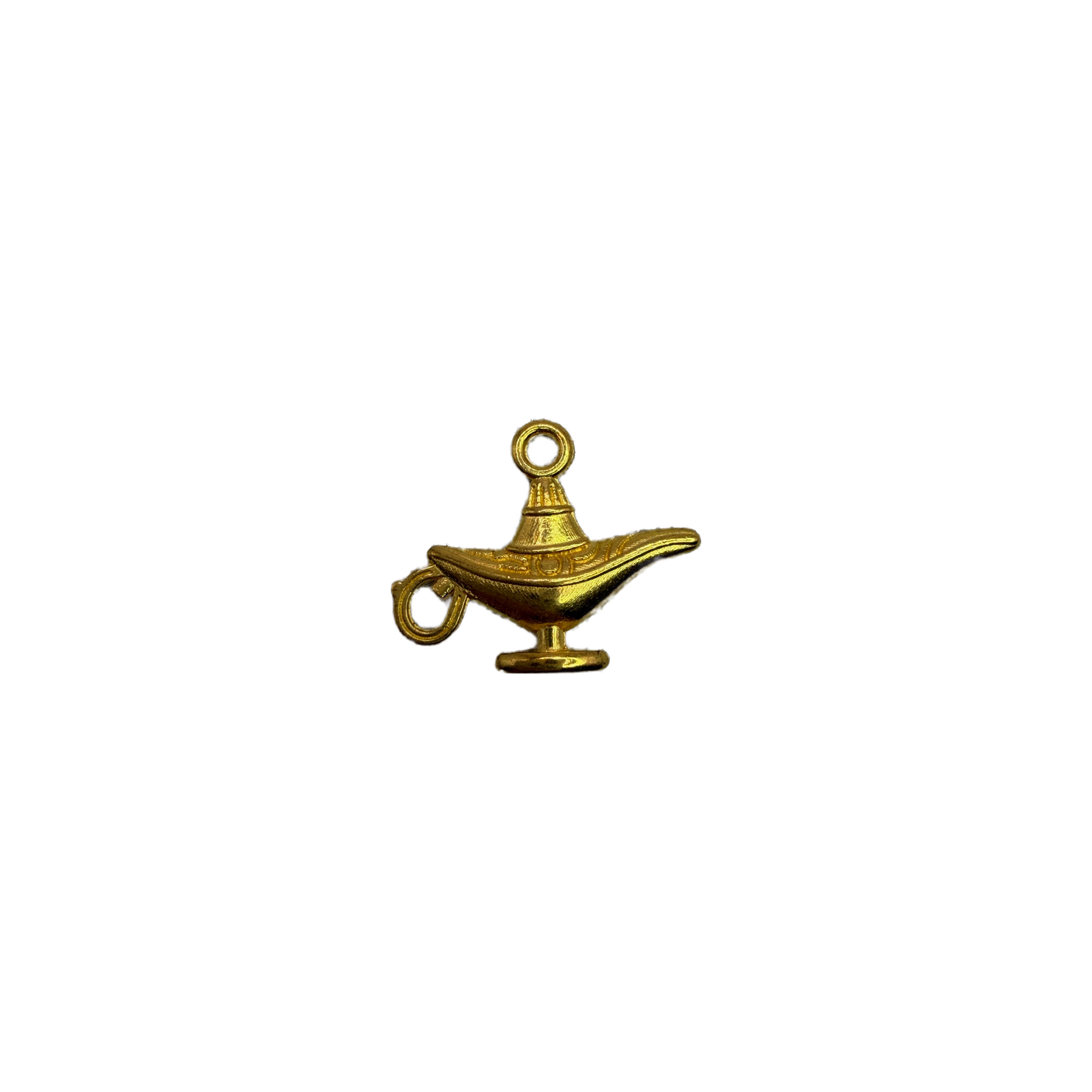 Gold sculpted genie lamp with ornamental detailing