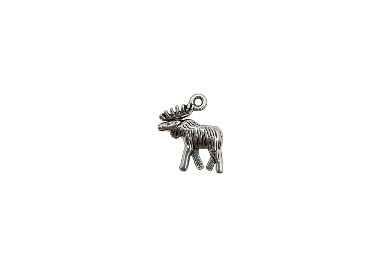 Antiqued silver textured moose silhouette pendant