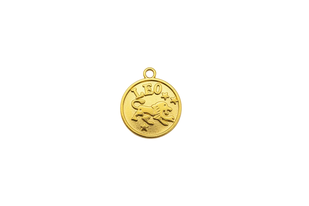 Gold coin with embossed lion, LEO text, and stars