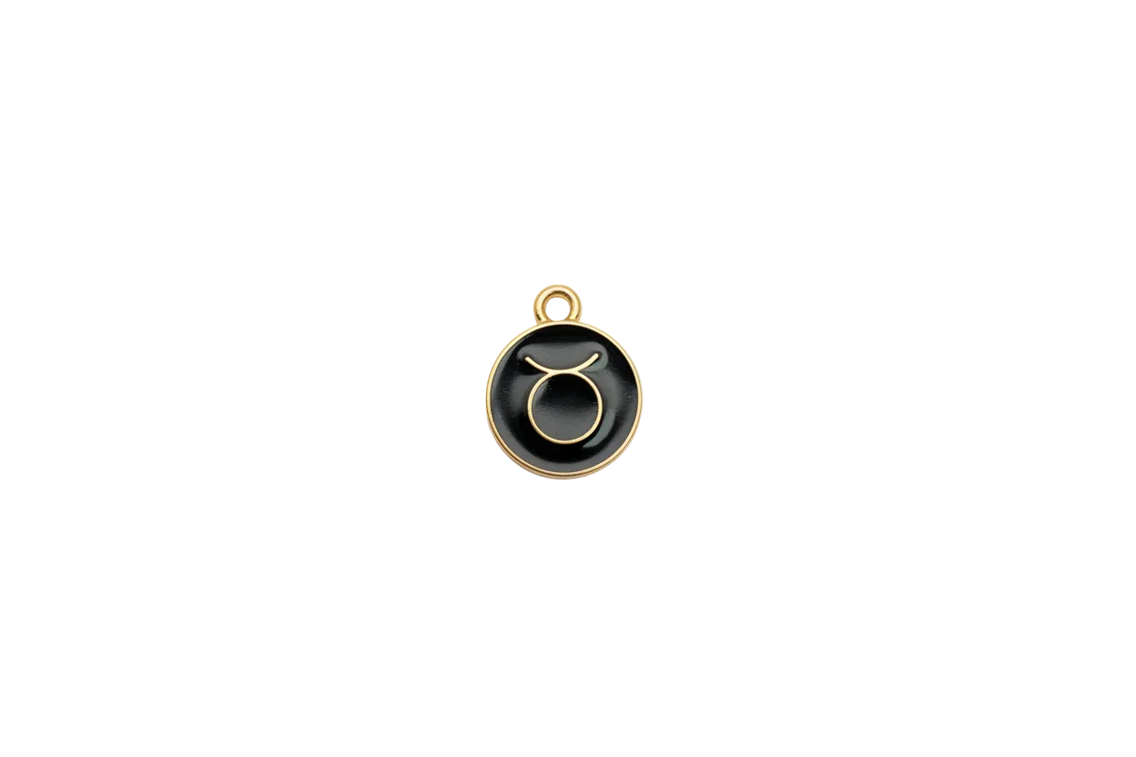 Black Taurus zodiac disc with gold outline