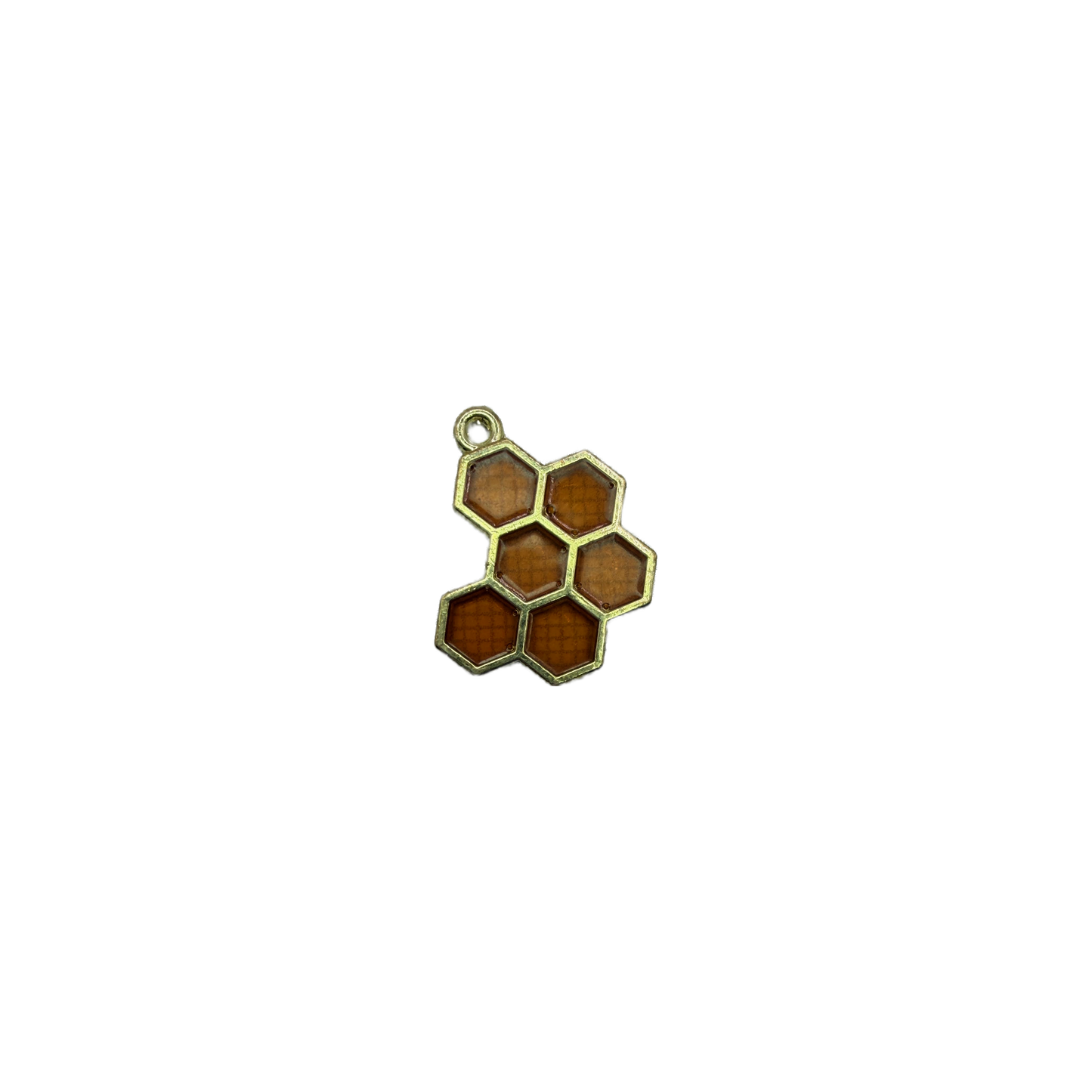Amber honeycomb hexagon cluster in gold finish