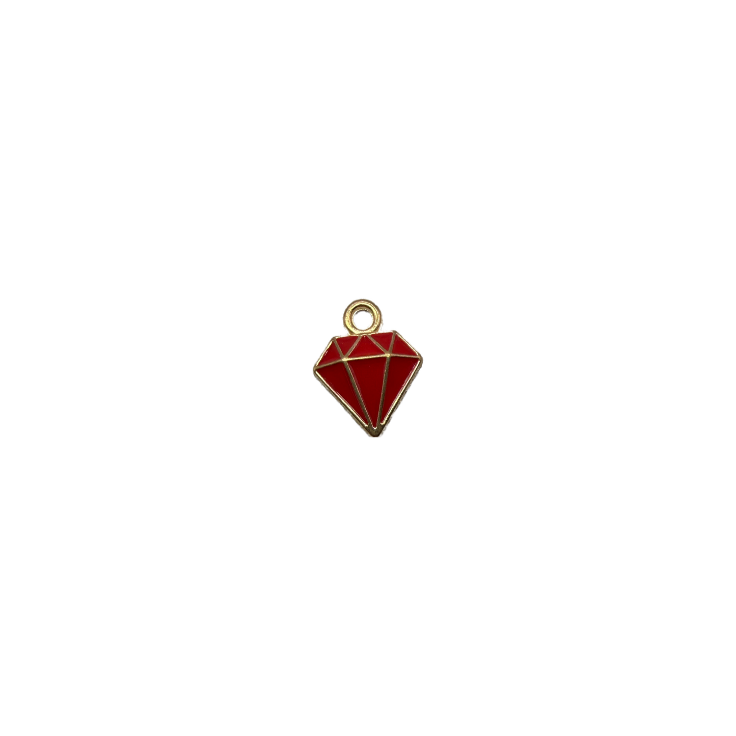 Ruby red diamond icon with gold outline