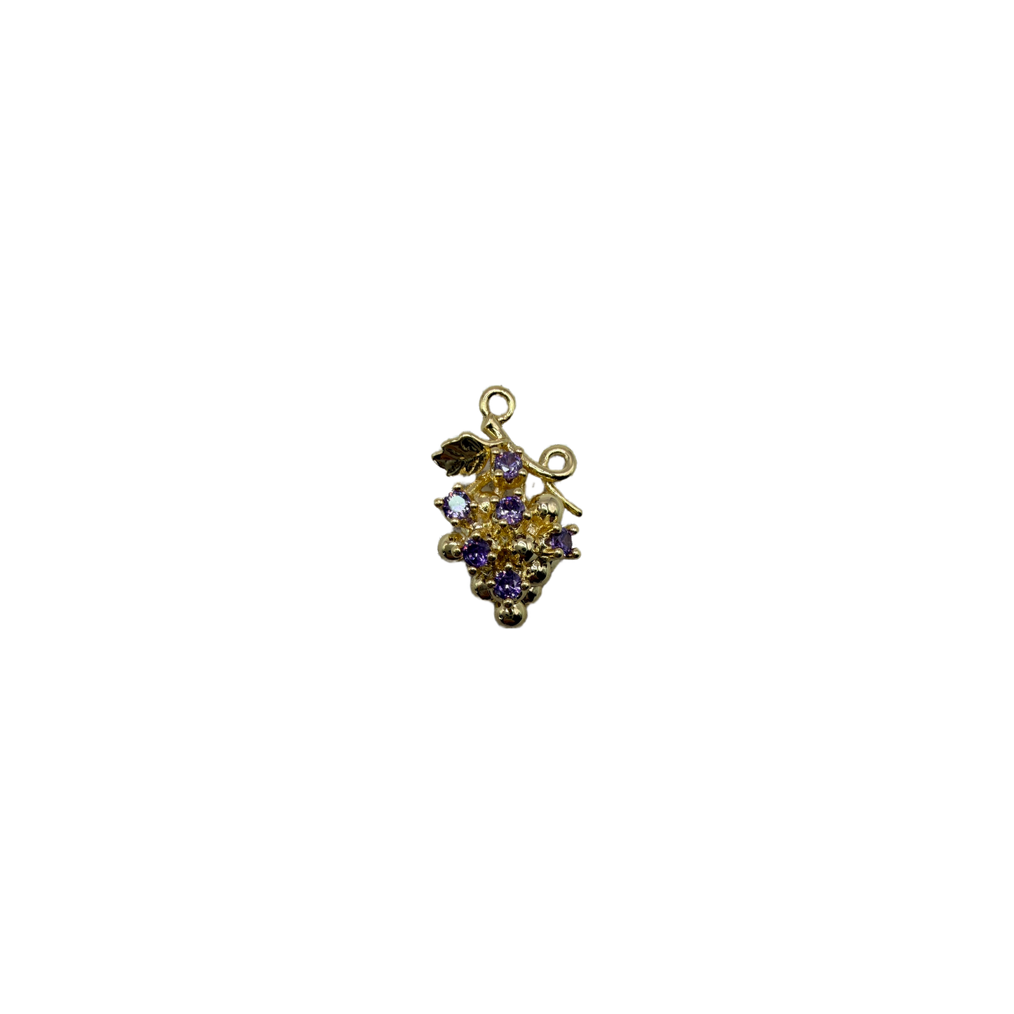 Gold grape cluster with faceted violet gems
