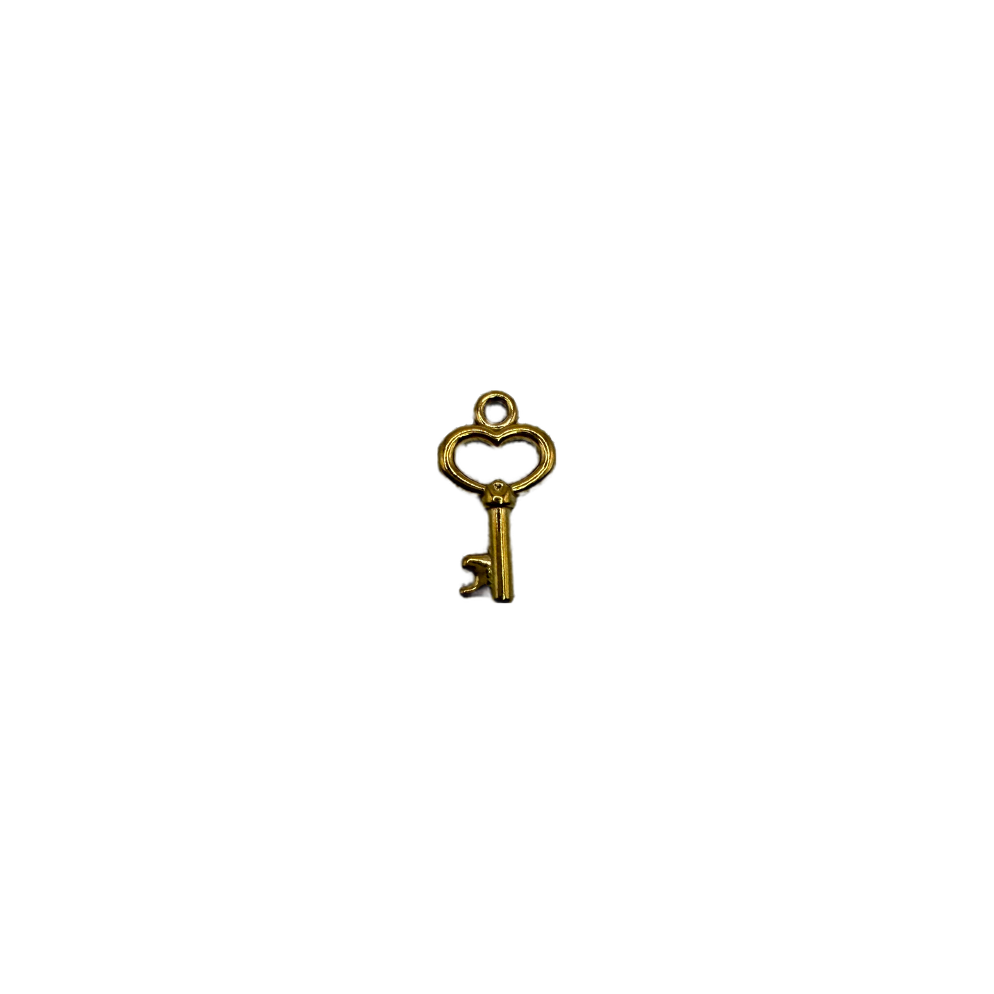 Gold key with open heart bow