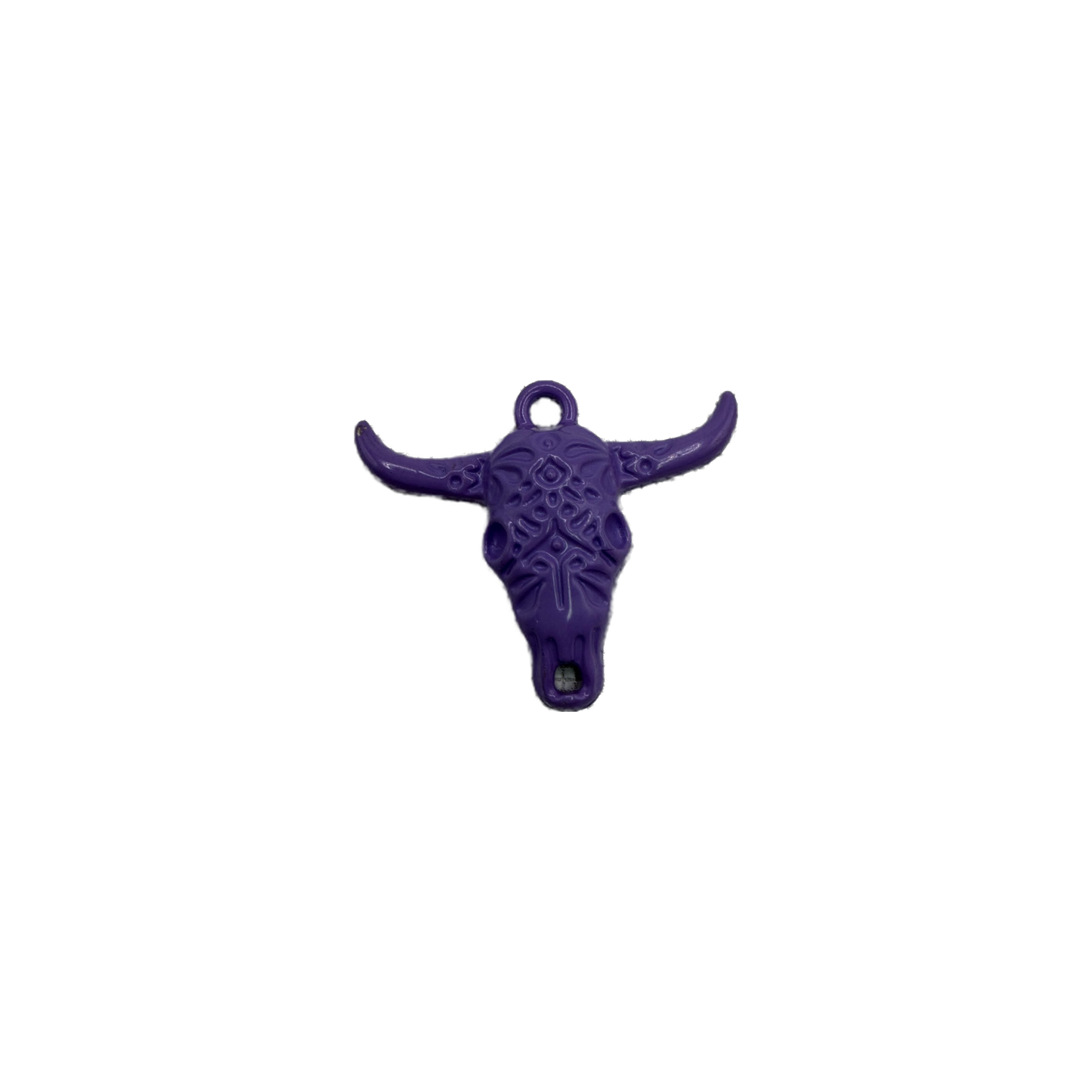 Purple longhorn skull with ornate floral detailing