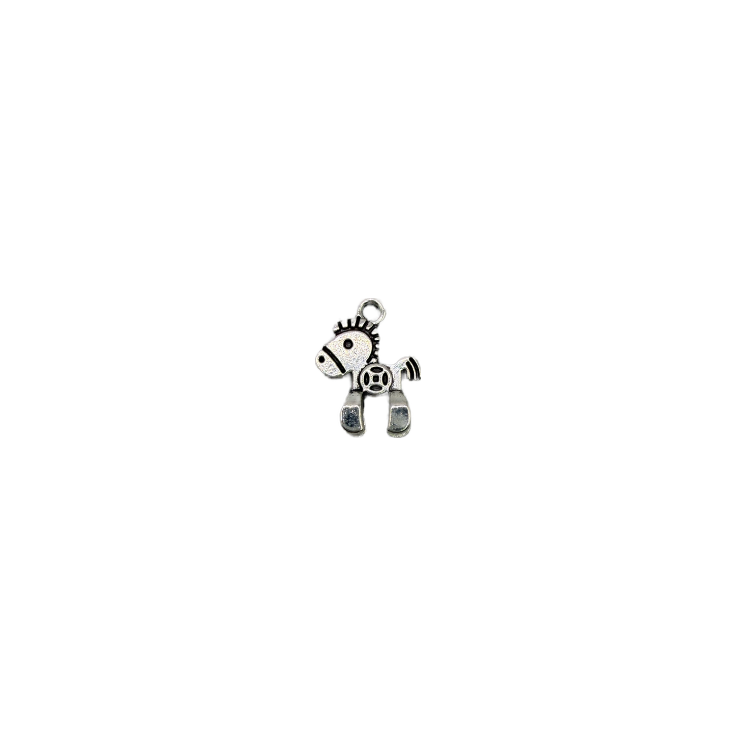 Silver-tone donkey figure with darkened details