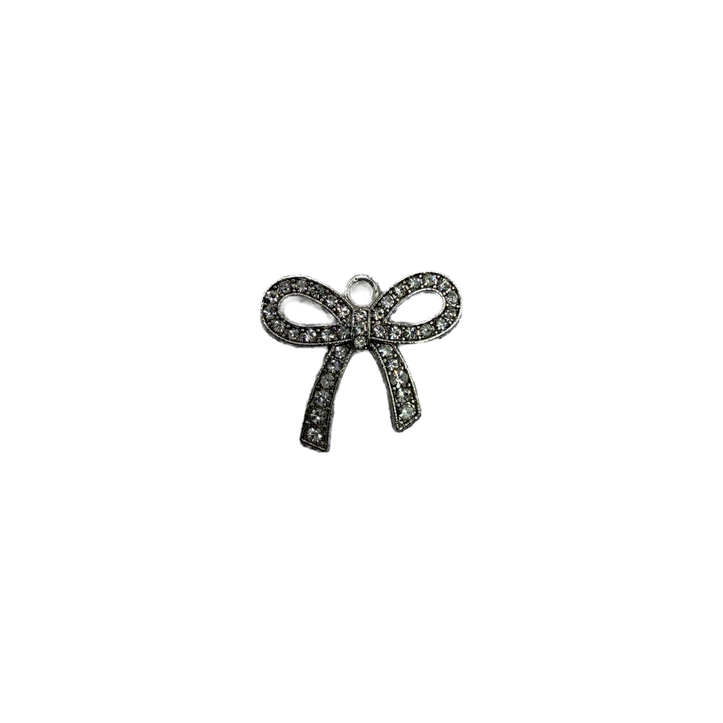 Silver bow with clear pavé crystals