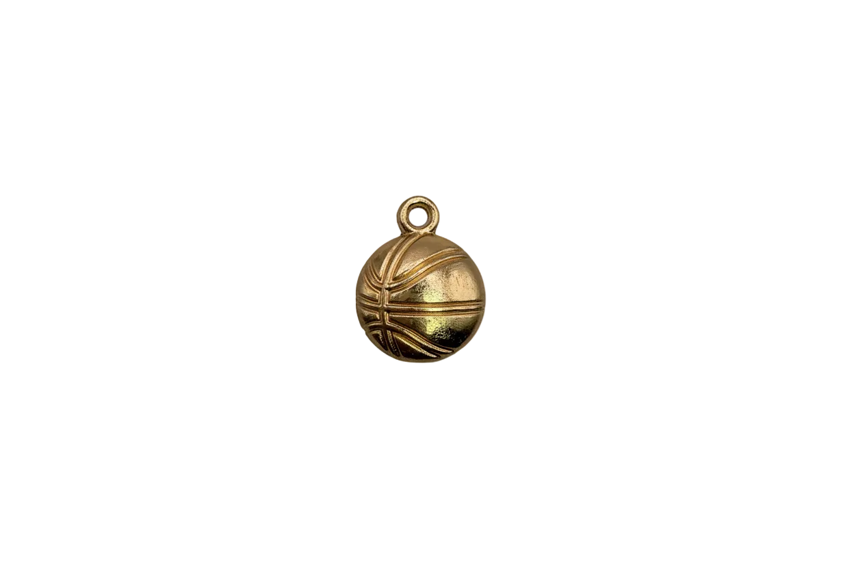 Textured gold basketball with raised channel lines