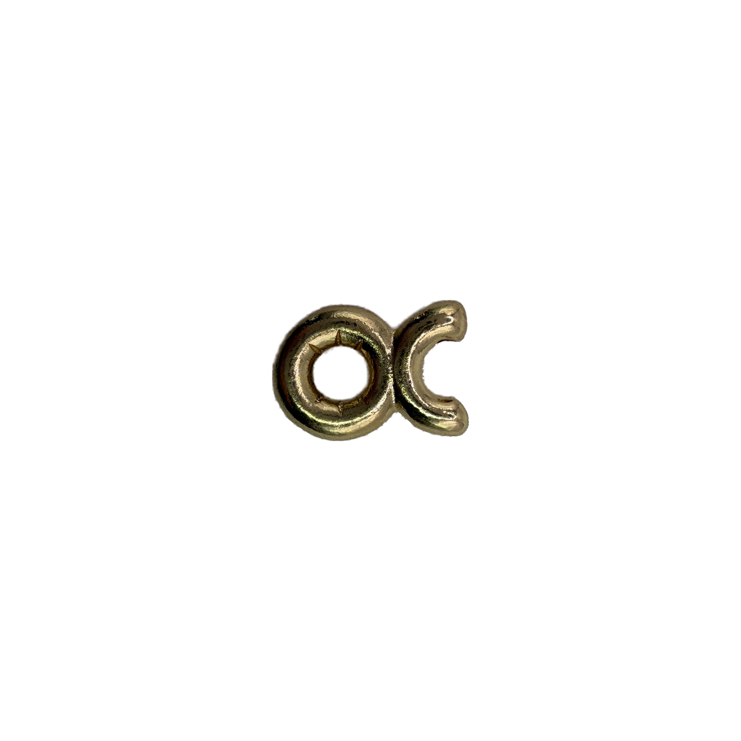 Gold OC initials with sunburst detail inside the O