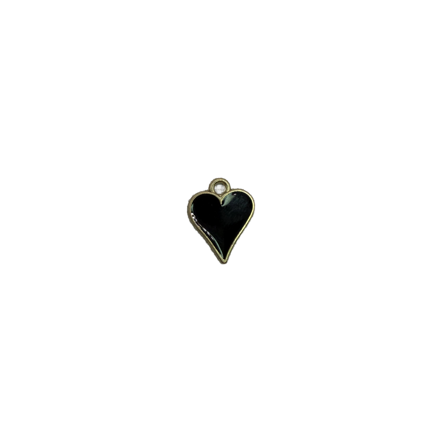 Black heart with gold outline and white gem accent