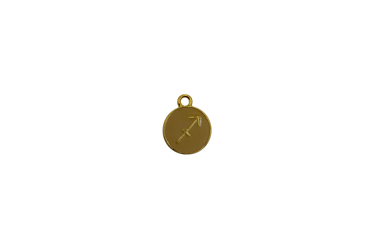 Tan Sagittarius zodiac disc with gold rim