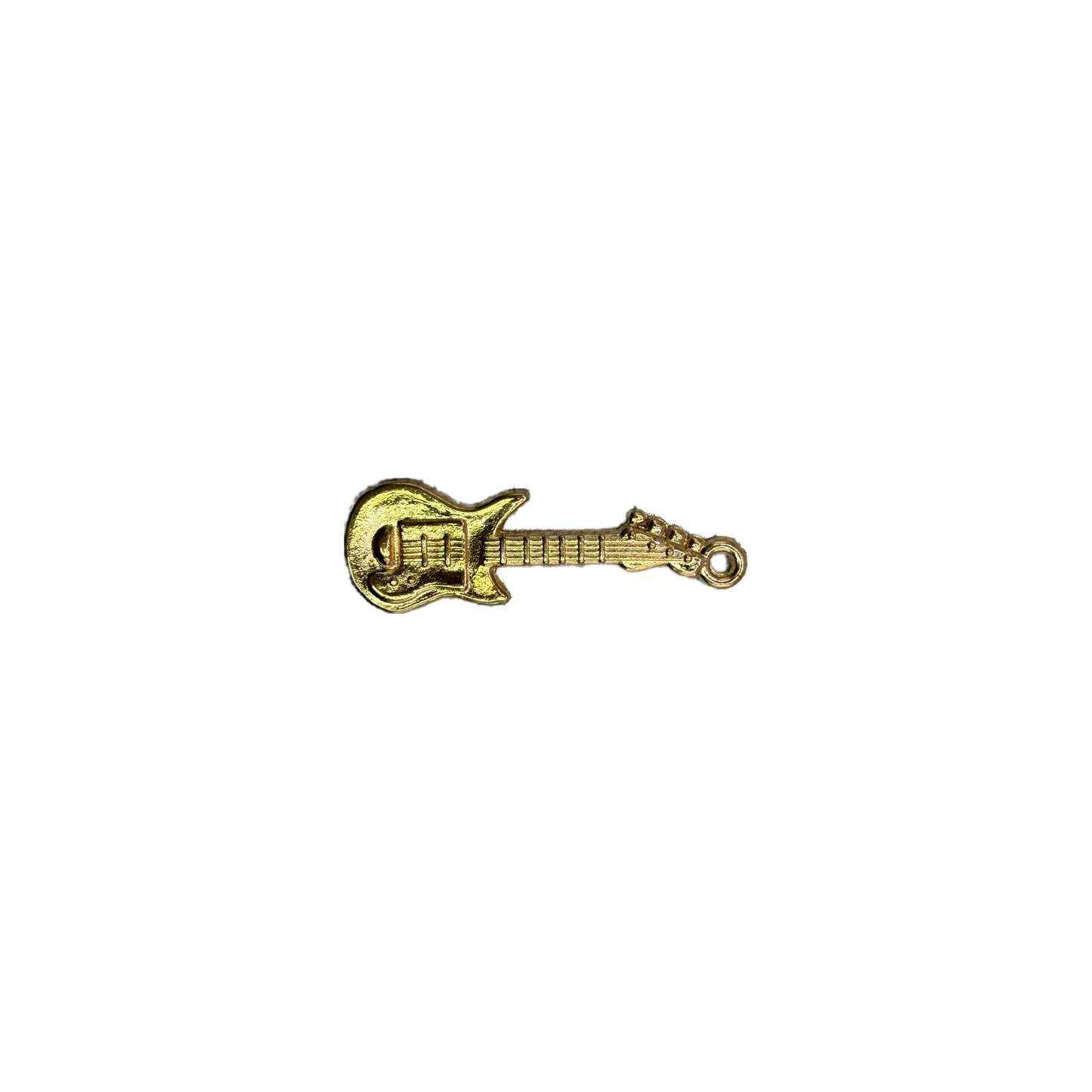 Gold electric guitar charm with textured detailing