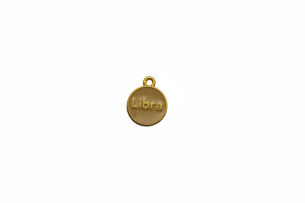Taupe enamel Paris coin with raised gold lettering