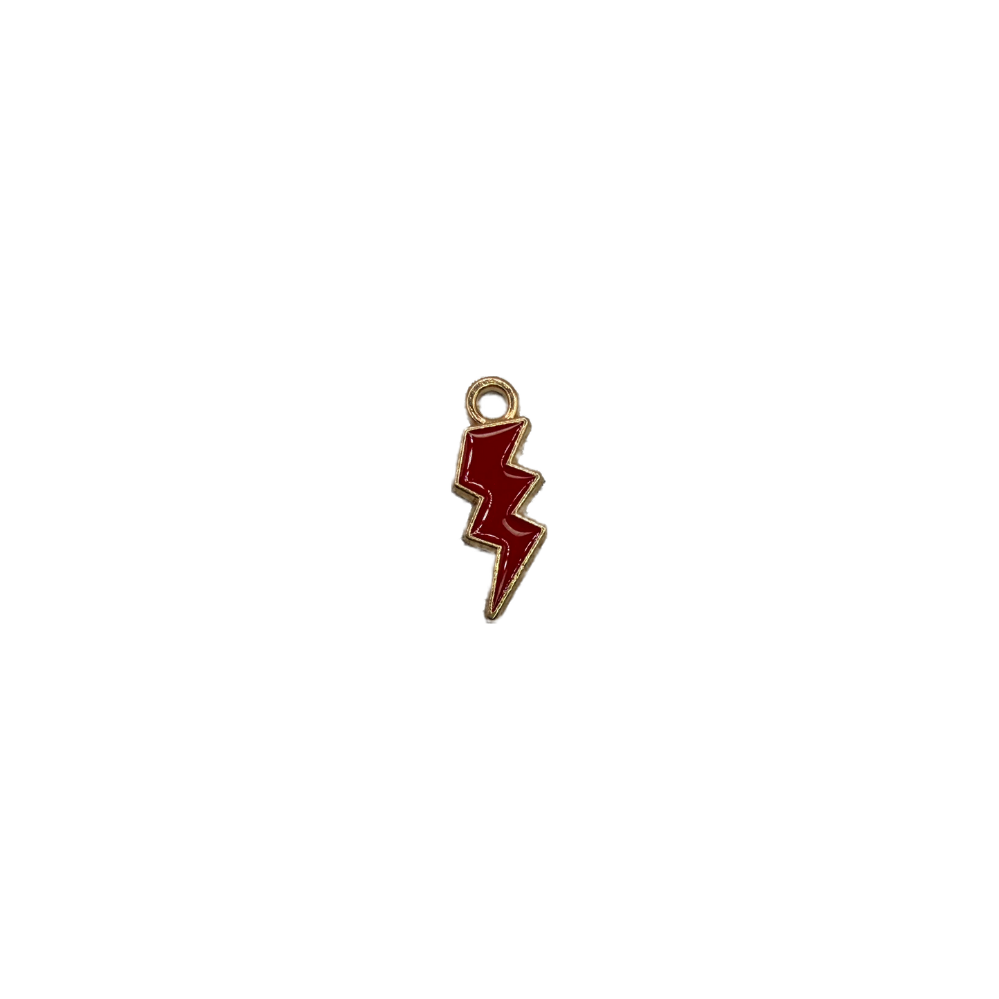Red enamel lightning bolt with gold outline