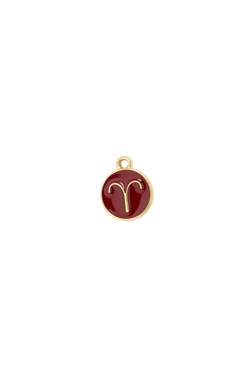 Red enamel round medallion with gold script E