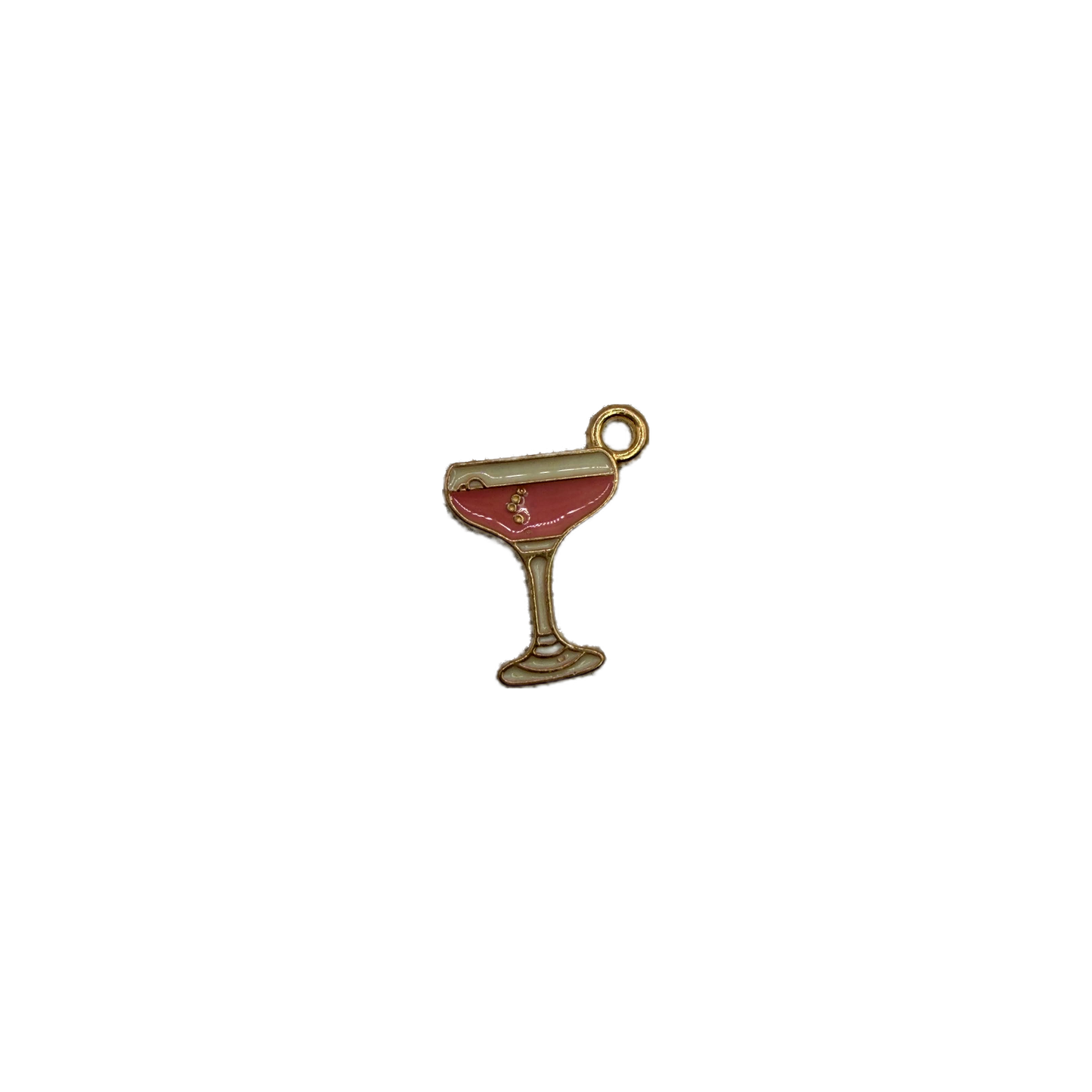 Gold cocktail glass with pink enamel and ivory accents