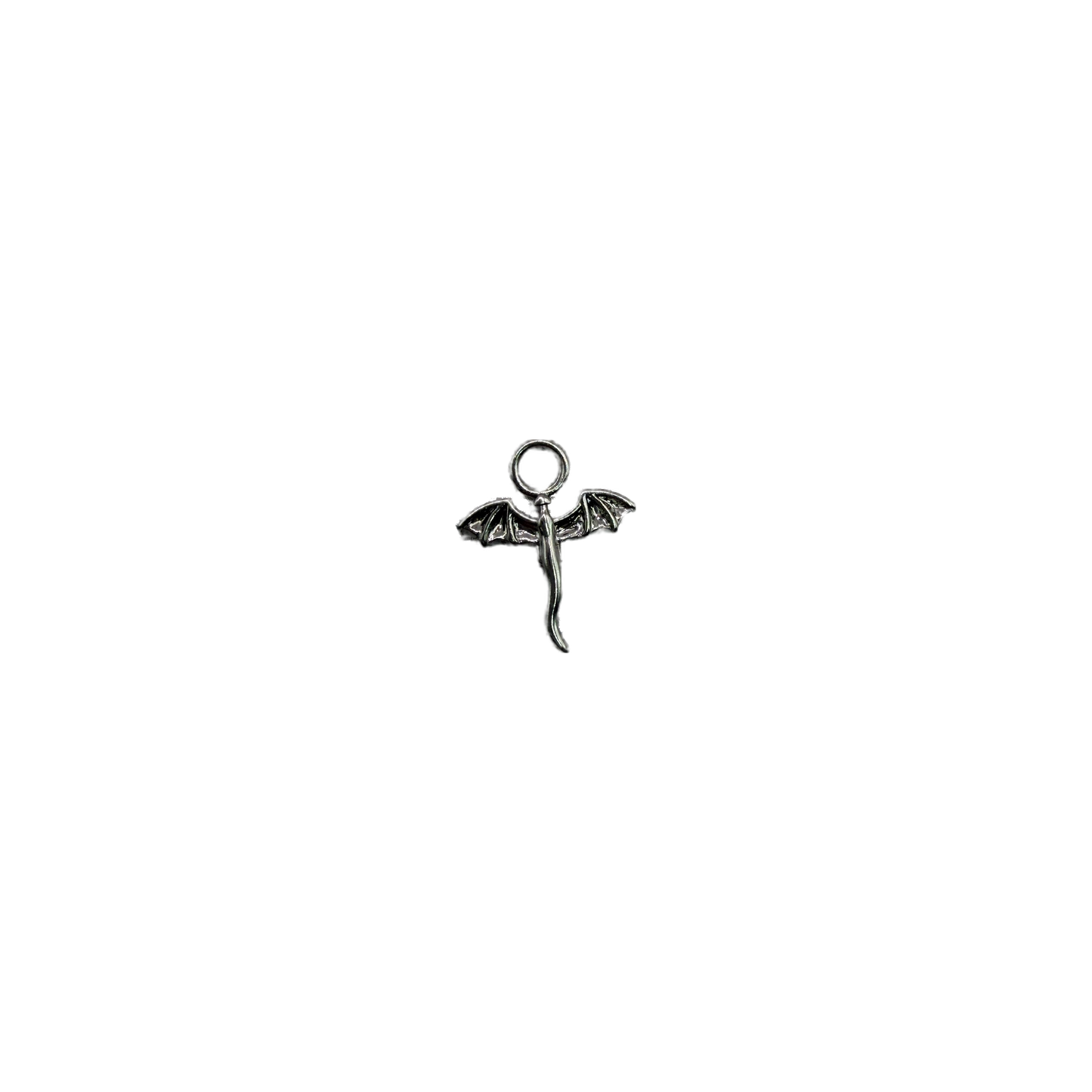 Polished silver bat silhouette