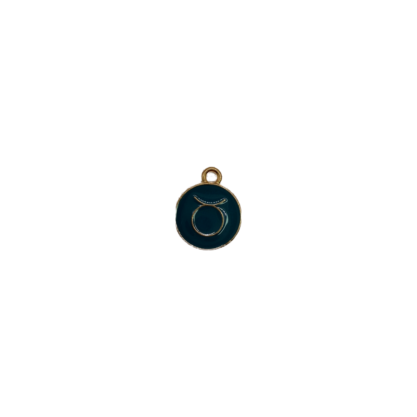 Navy enamel disc with gold alpha symbol