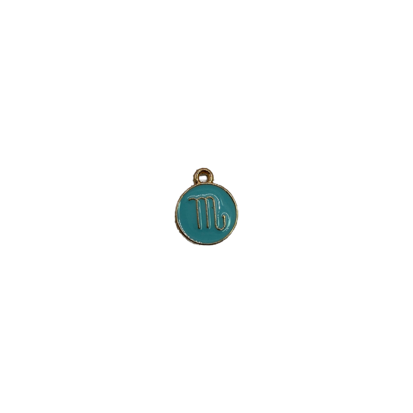 Teal enamel symbol medallion with raised gold detail