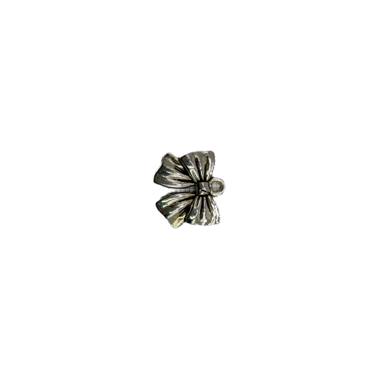 Polished silver ribbon bow with sculpted folds