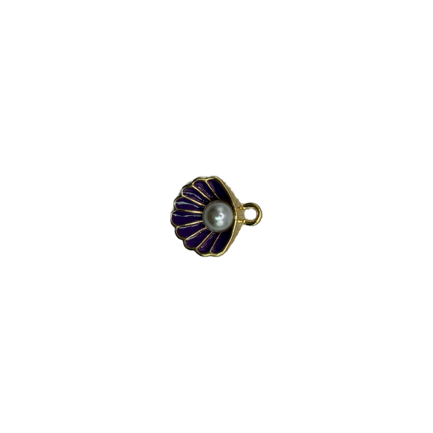 Purple enamel scallop shell with pearl-like center