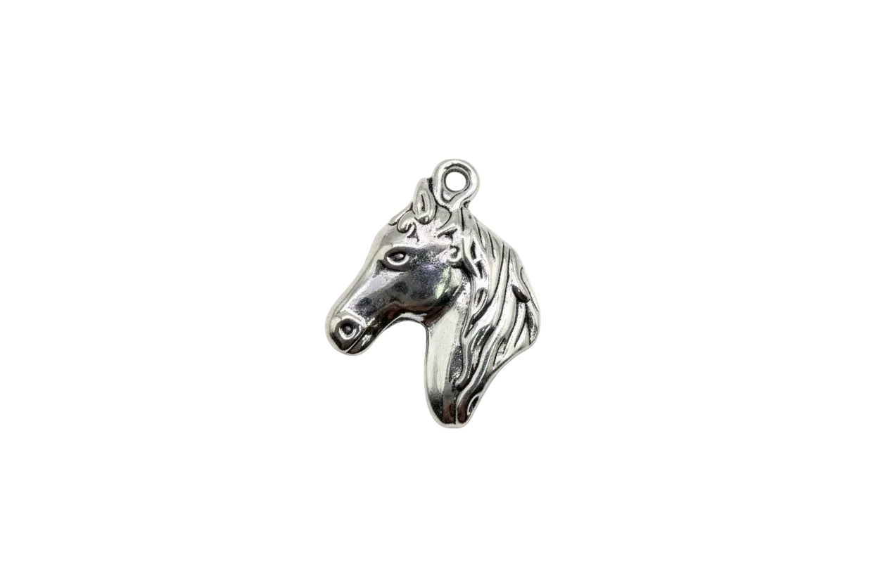 Silver-tone horse head charm with sculpted mane