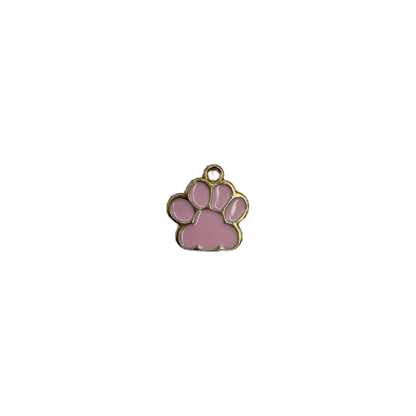 Pink paw print with gold outline