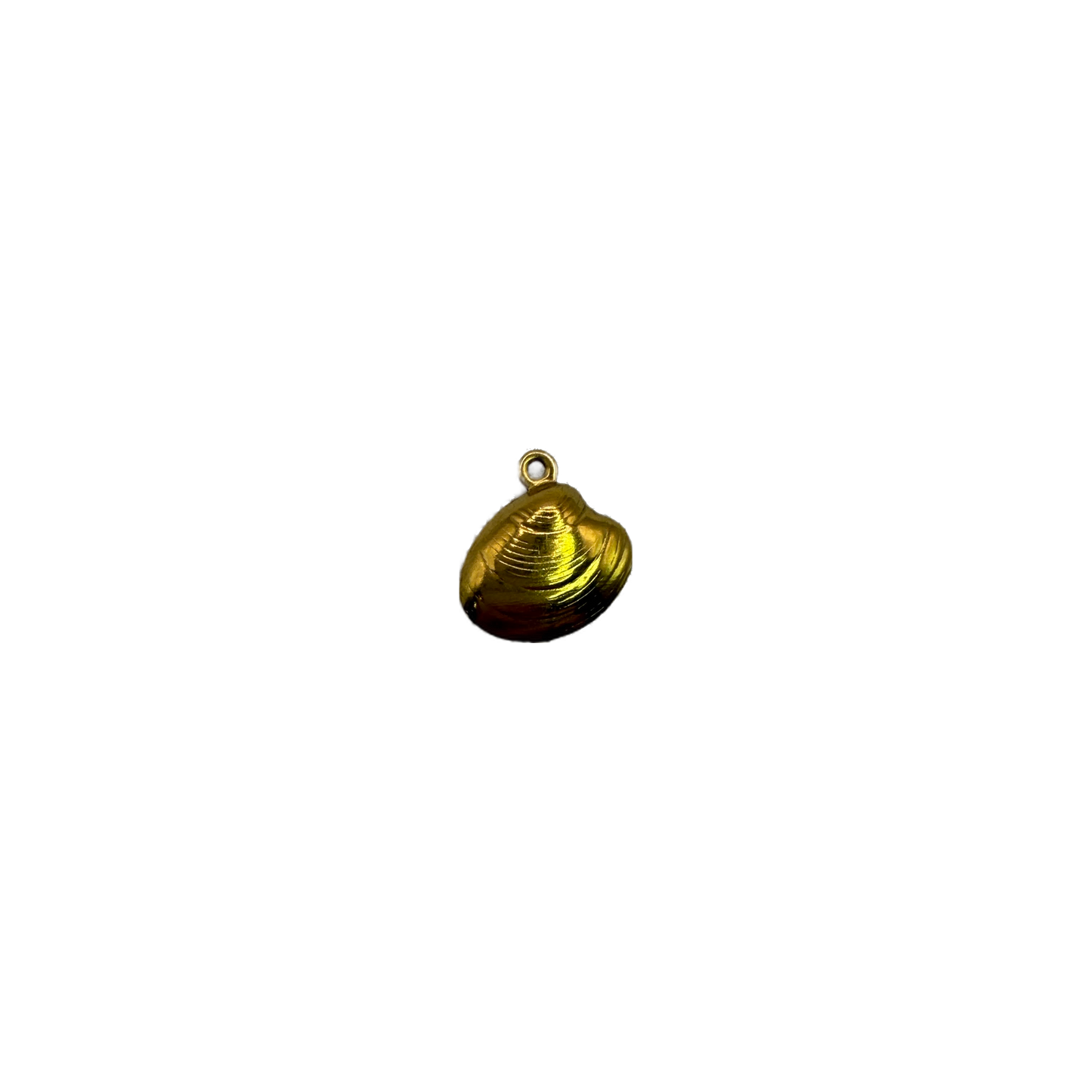 Glossy gold ridged seashell charm