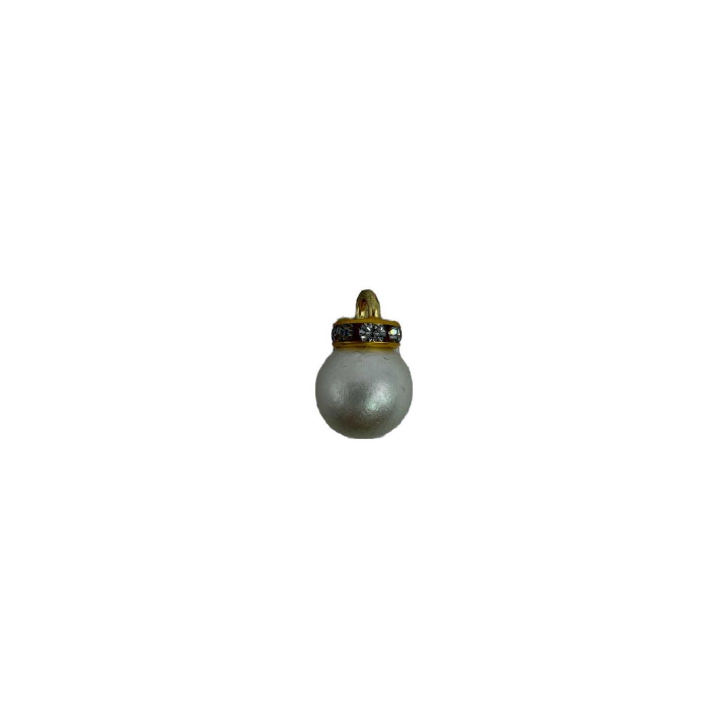 Pearl sphere with gold cap and clear crystals