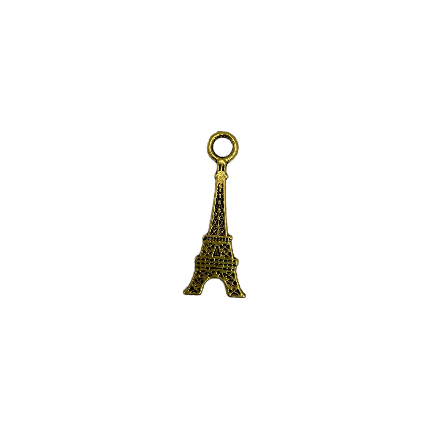 Antique gold lattice tower charm with cutout detailing