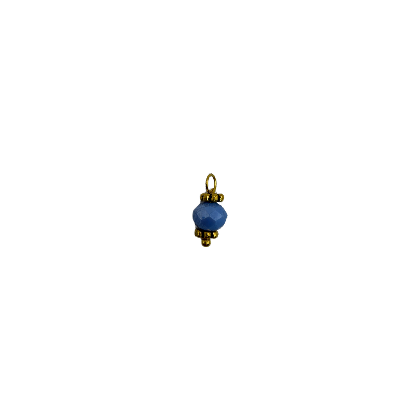 Faceted cobalt blue gem bead with gold accents