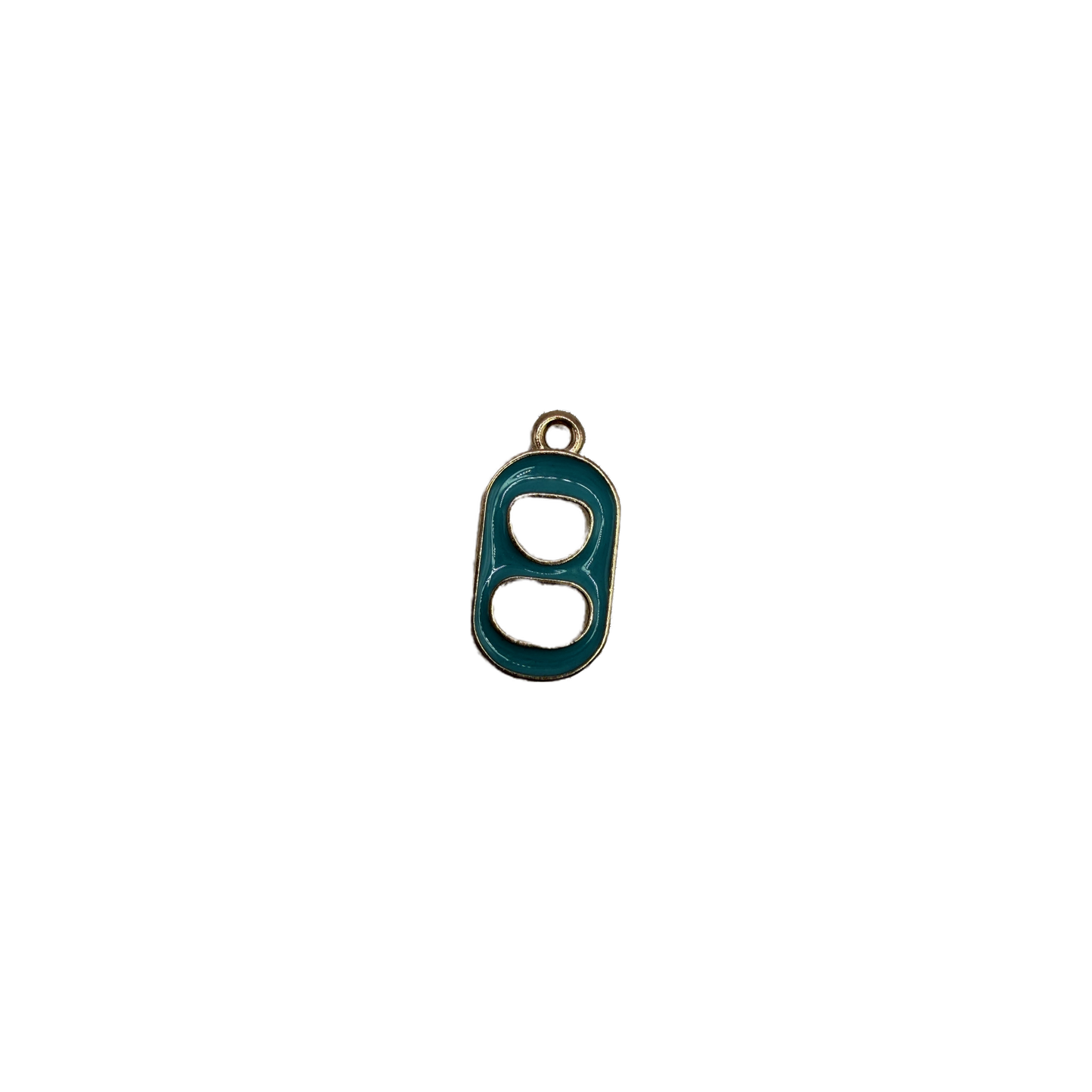 Teal soda can tab motif with gold edging