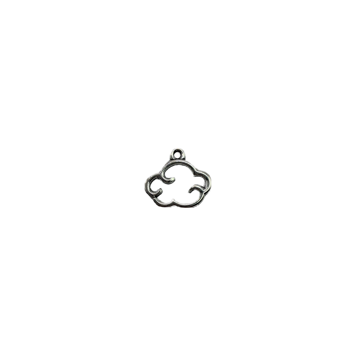 Polished silver openwork cloud outline with swirl details