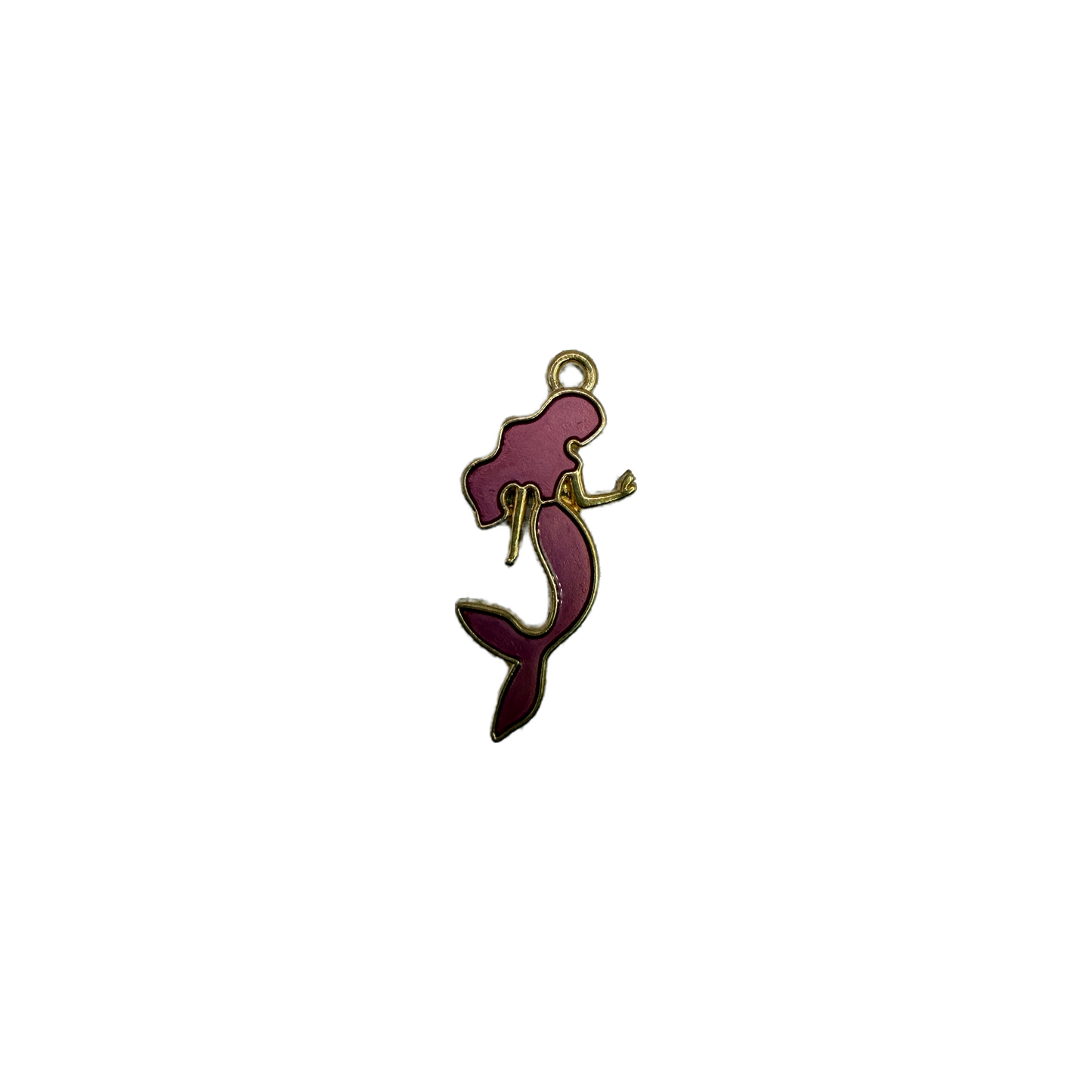 Plum mermaid silhouette in gold outline