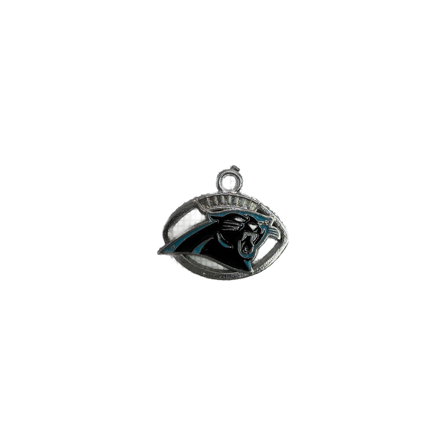 Silver football emblem with black panther head and teal accents