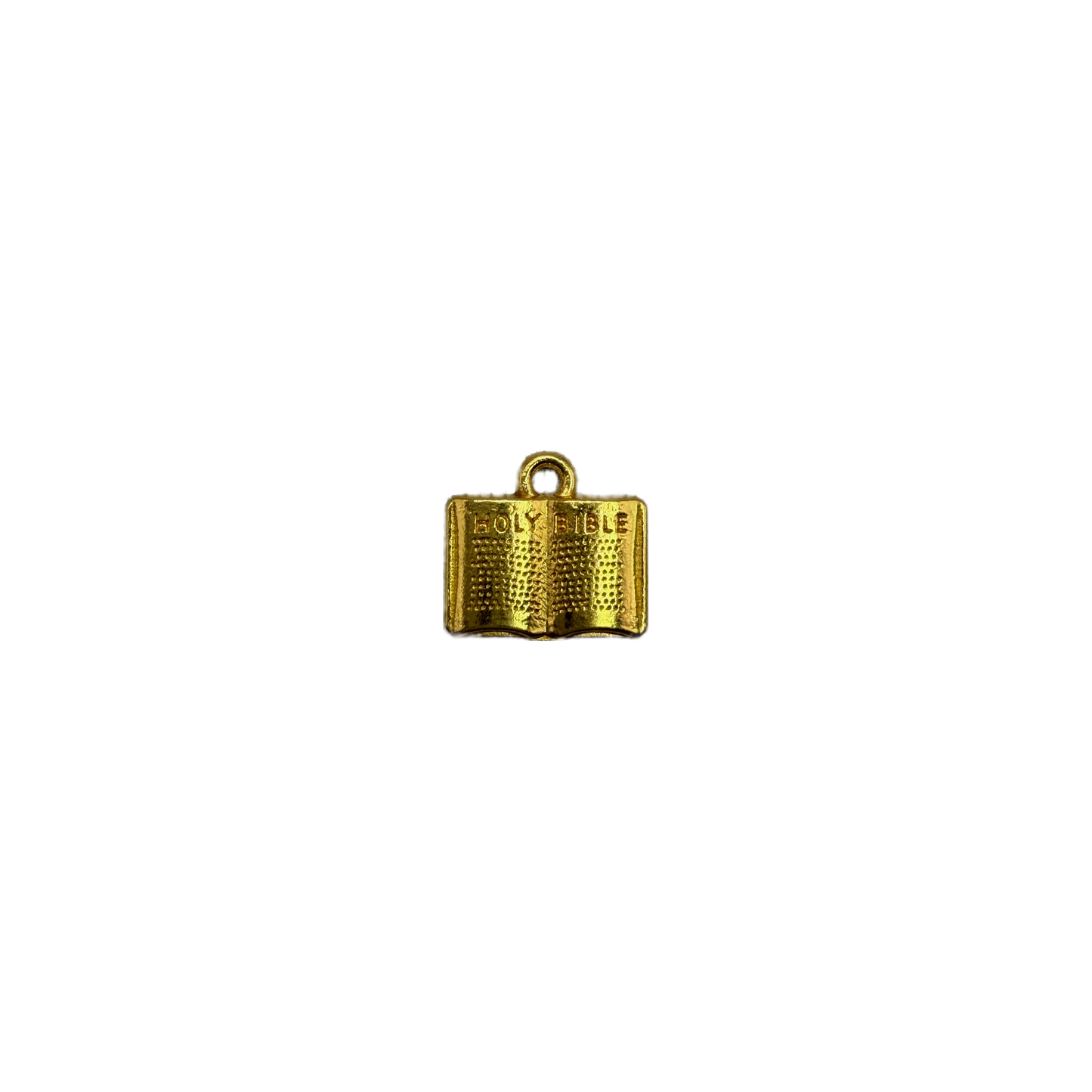Gold open book with raised "Holy Bible" lettering