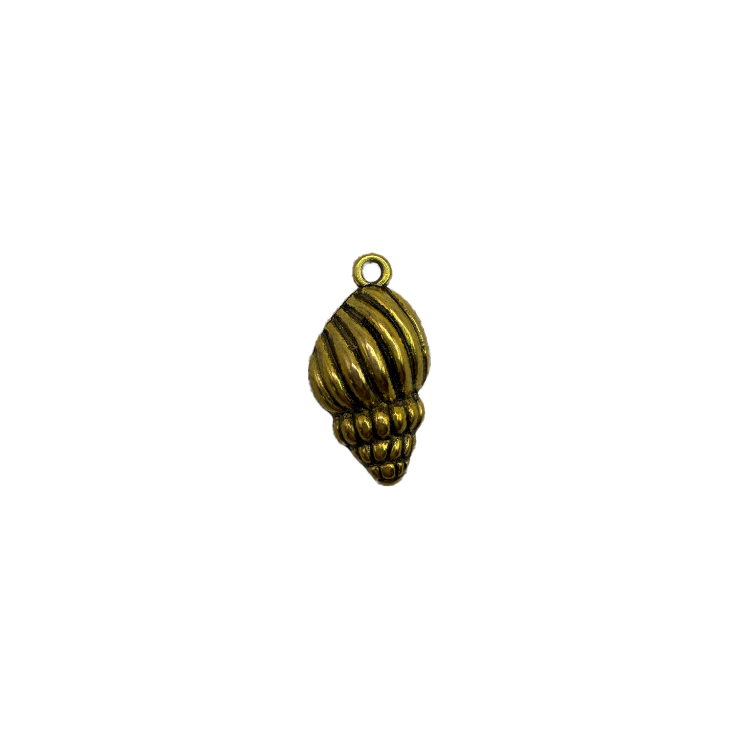 Antiqued gold pine cone with ridged texture