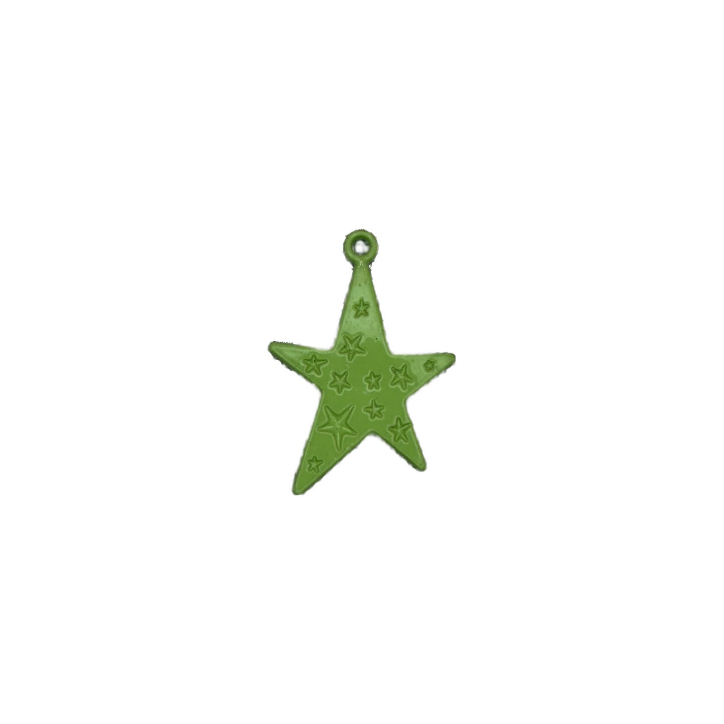 Glossy green embossed star charm