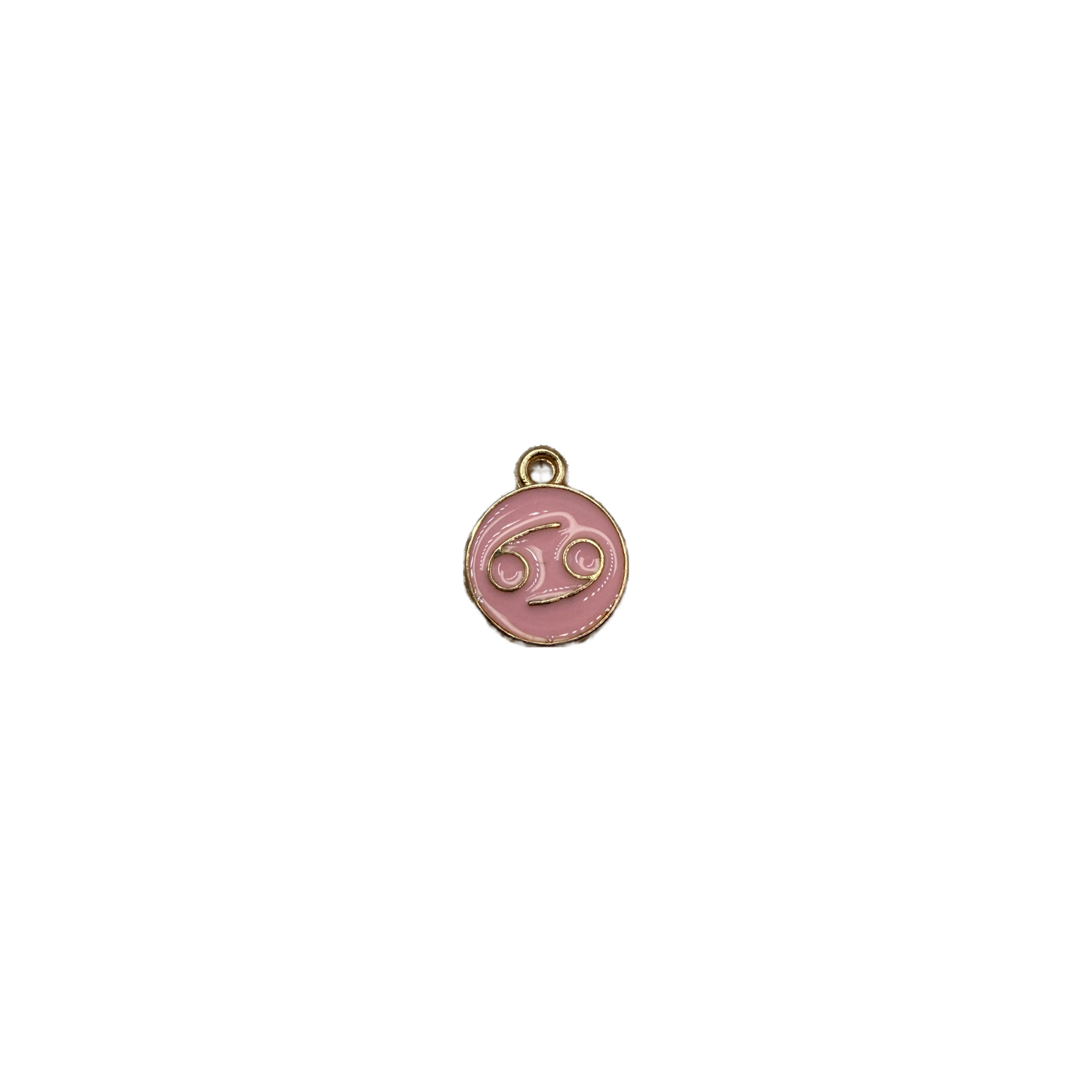 Pink enamel medallion with gold Cancer symbol