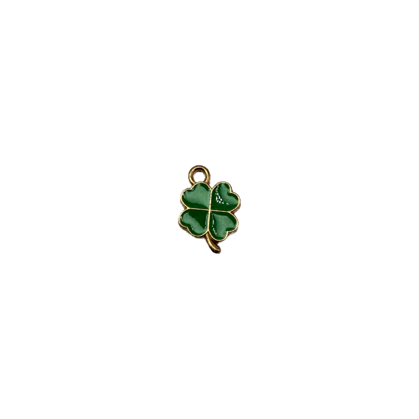 Green four-leaf clover with gold outline